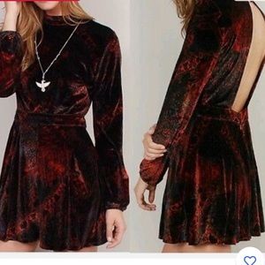 Free People open back velvet romper XS